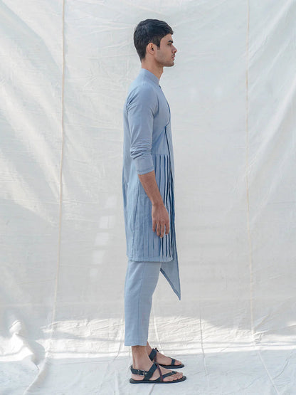 COTTON X LINEN - LIGHT BLUE KURTA SET-2