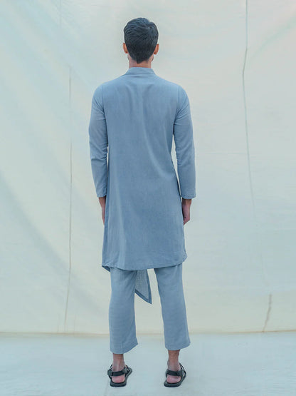 COTTON X LINEN - LIGHT BLUE KURTA SET-3