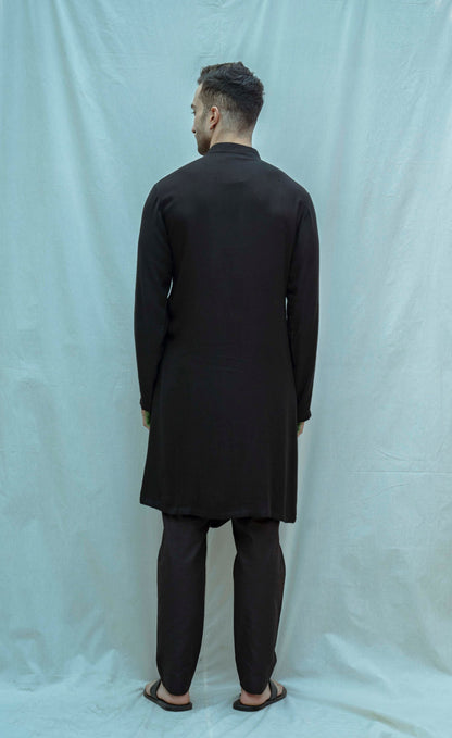 Black Tencel Cowl Kurta-1