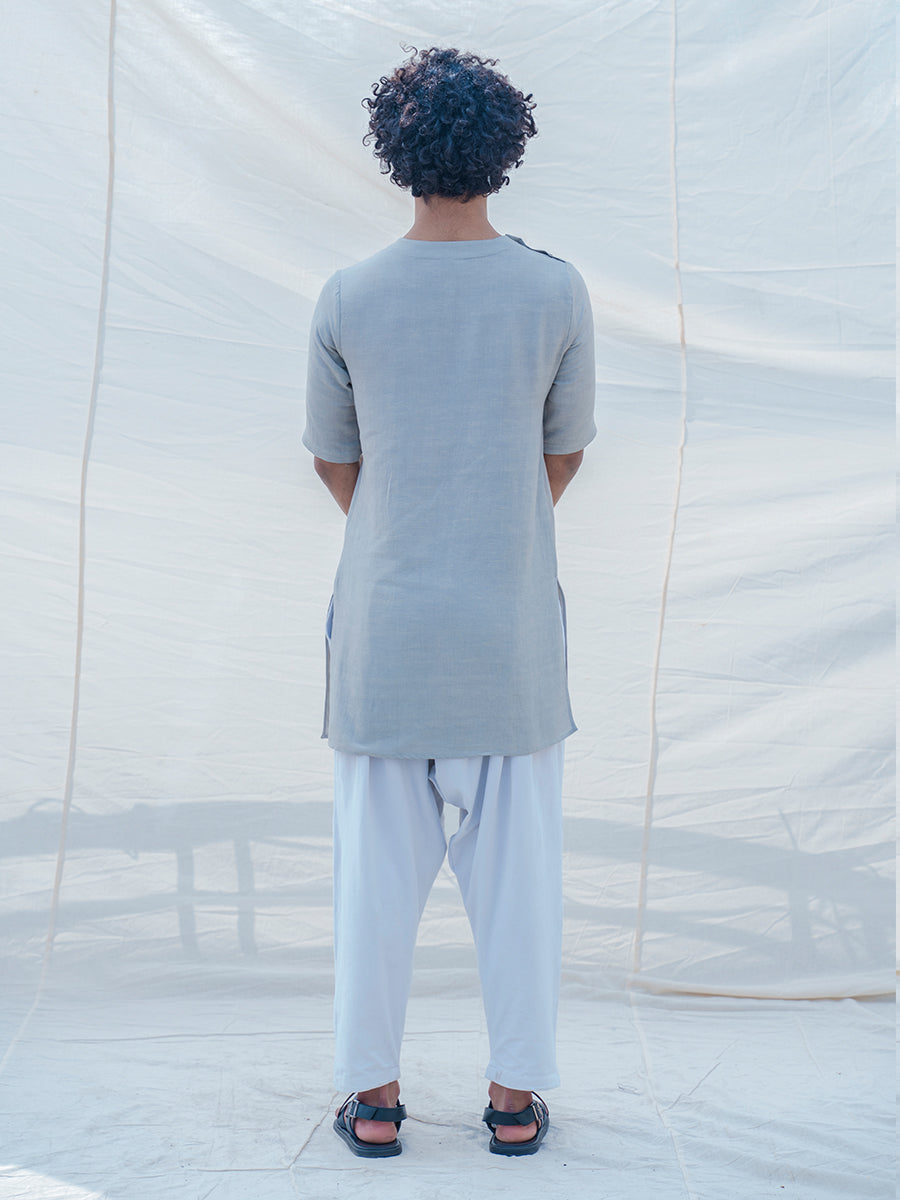 Cotton X Linen Slay in Grey Kurta-3