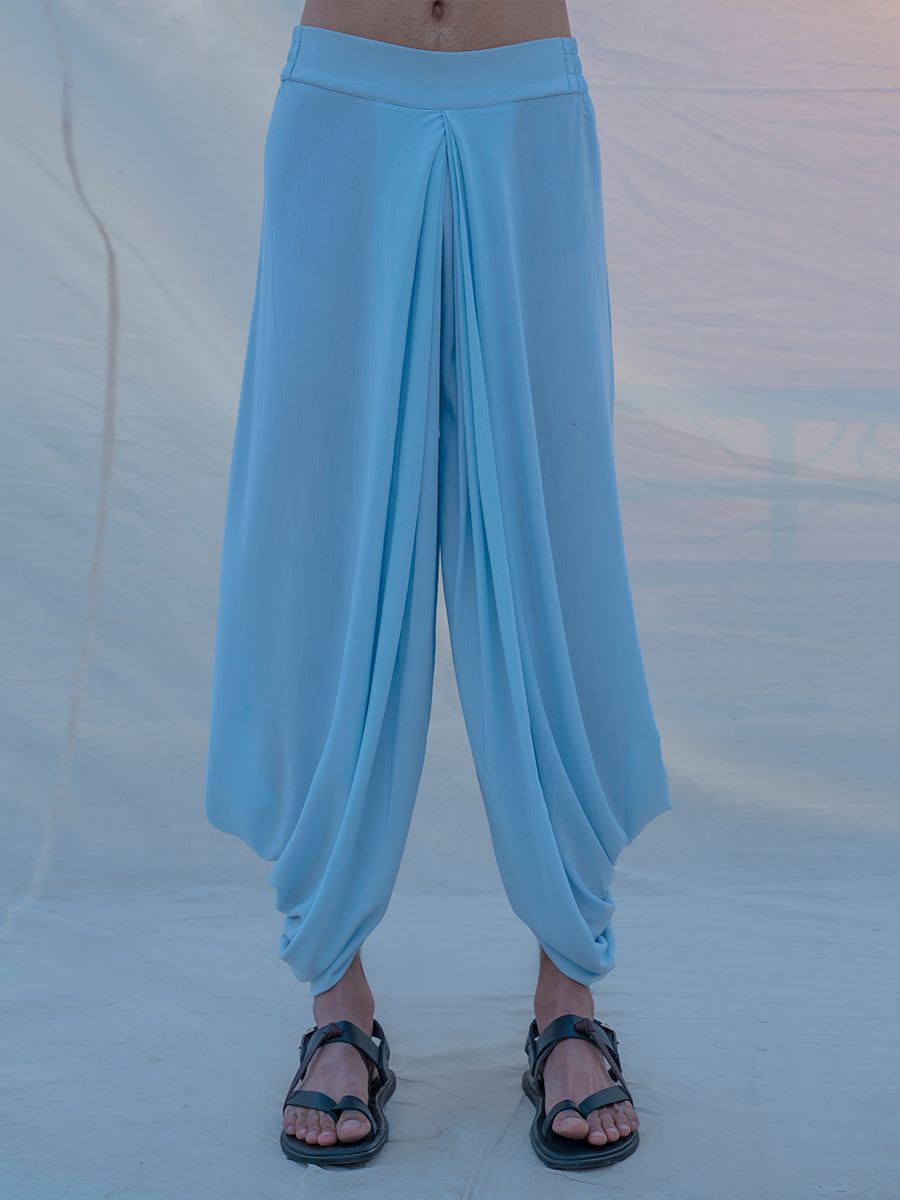 Cotton X Rayon Drenched in Aqua Dhoti-0