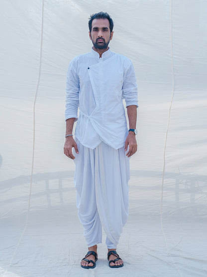 White & Divine Angrakha Kurta with Dhoti Set-1