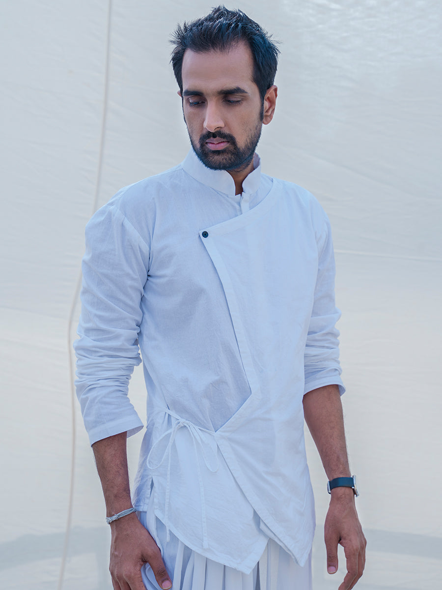 White & Divine Angrakha Kurta with Dhoti Set-3