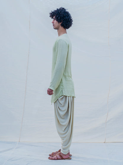 Cotton X Rayon Pista Green Angrakha with Dhoti Set-1