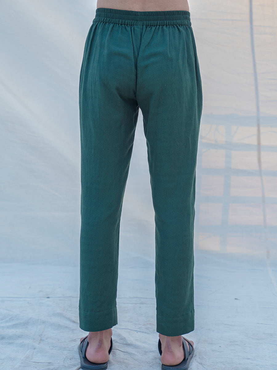 Cotton X Linen Bottled in Green Trouser-2