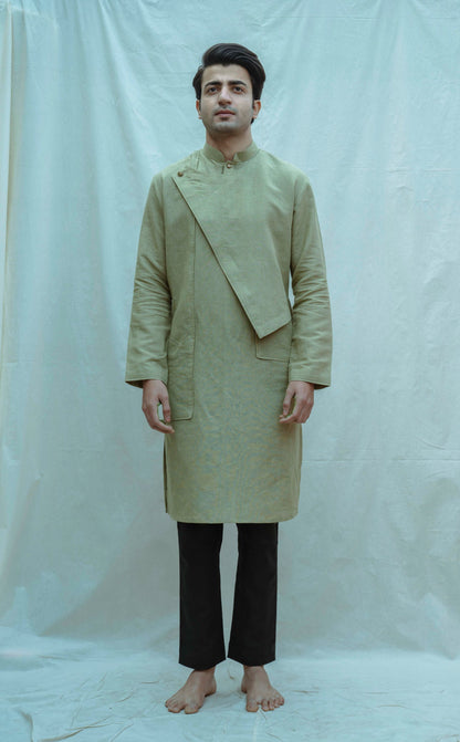 Cotton X Linen Overlap Kurta-0