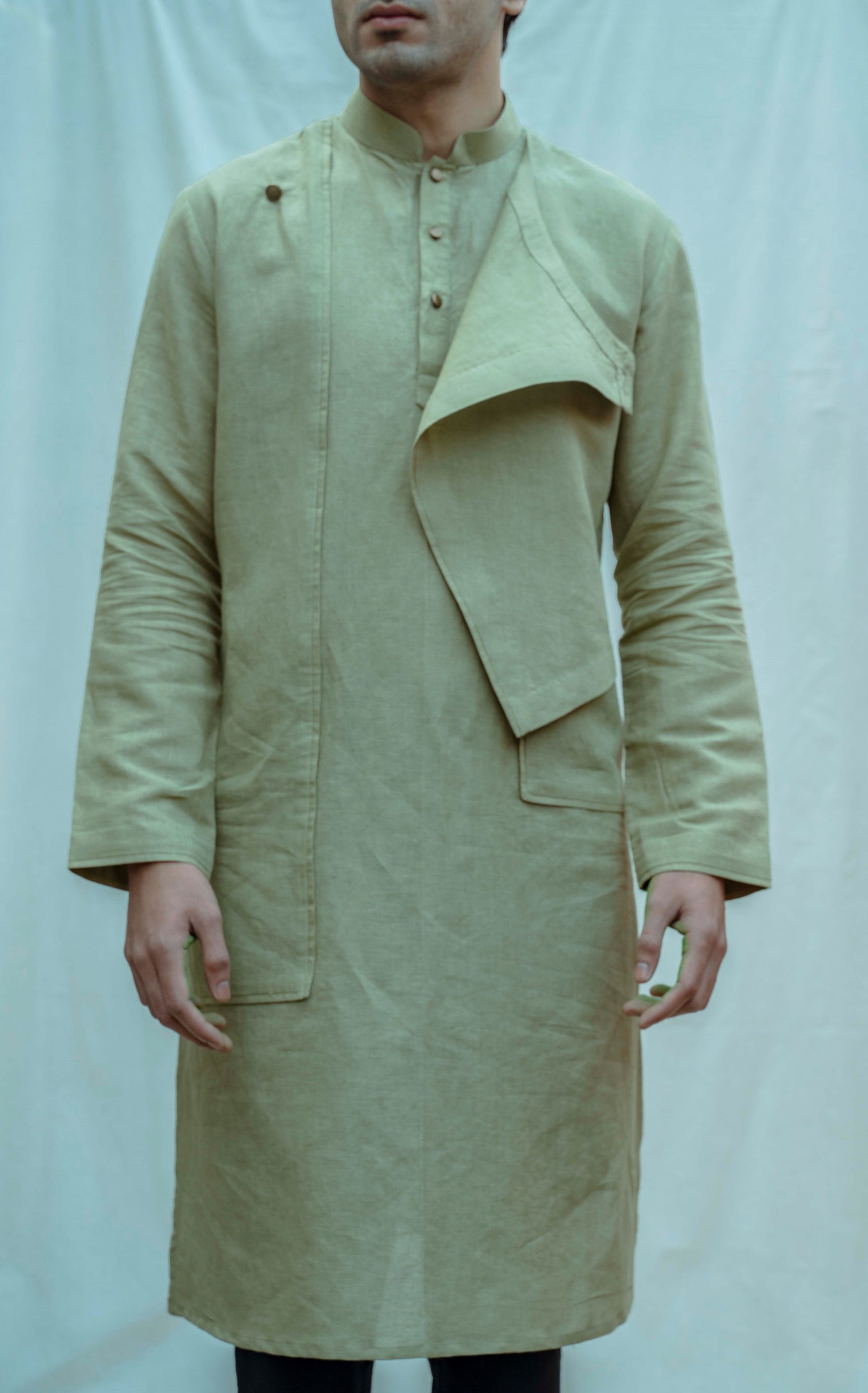 Cotton X Linen Overlap Kurta-2