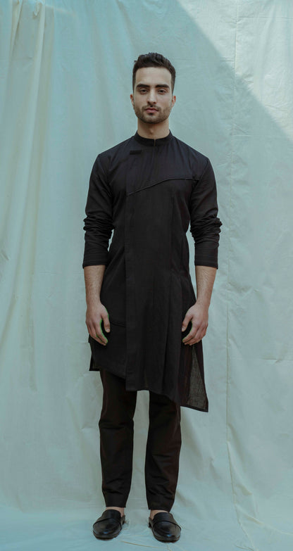 Cotton X Linen Asymmetry Pleated Kurta-0