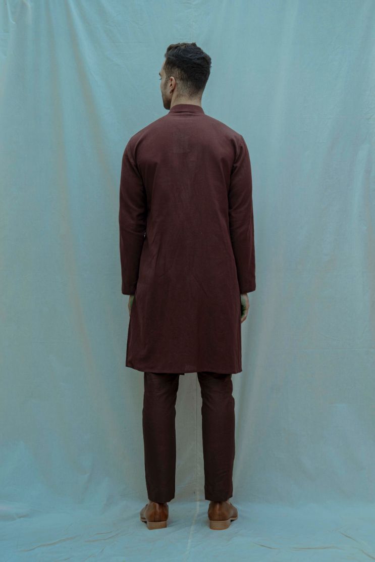 Warrior - Brown Overlap & Pleated Kurta-2