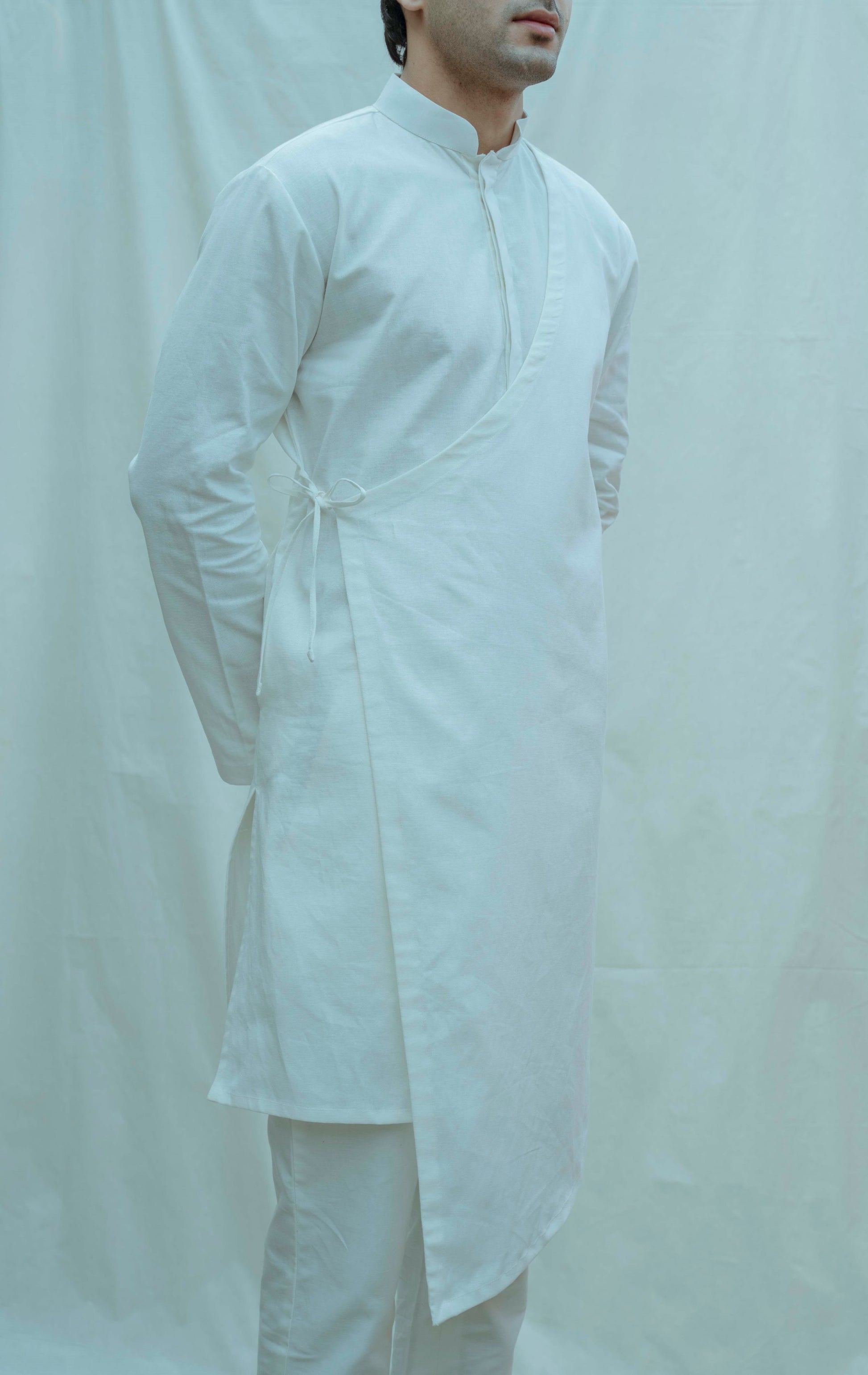 White Overlap Angrakha Kurta-2