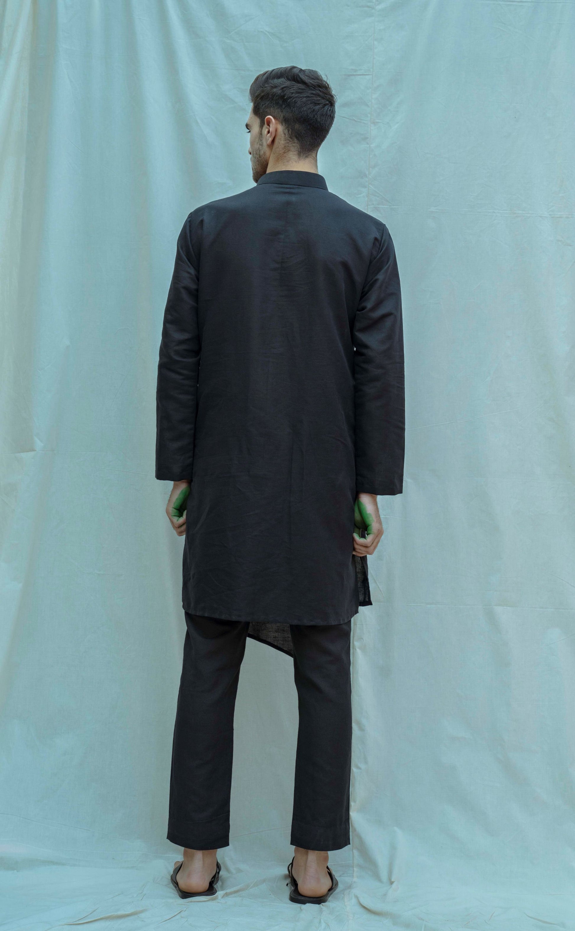 Angrakha Kurta In Black-1