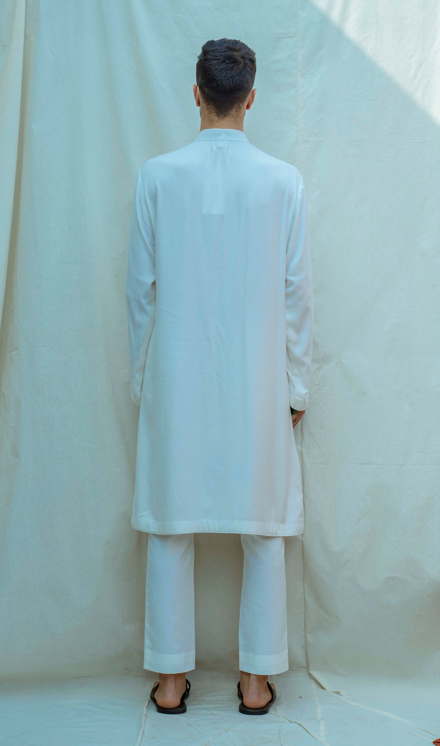 White Overlapped Cowl Kurta-1