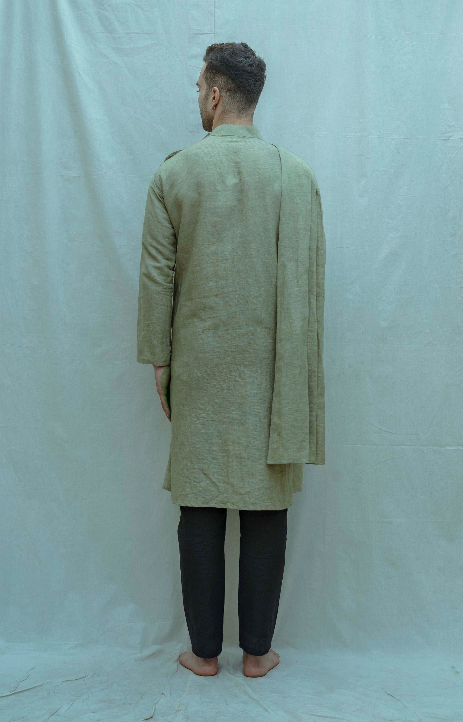 Cotton X Linen Back Pleated Kurta-1