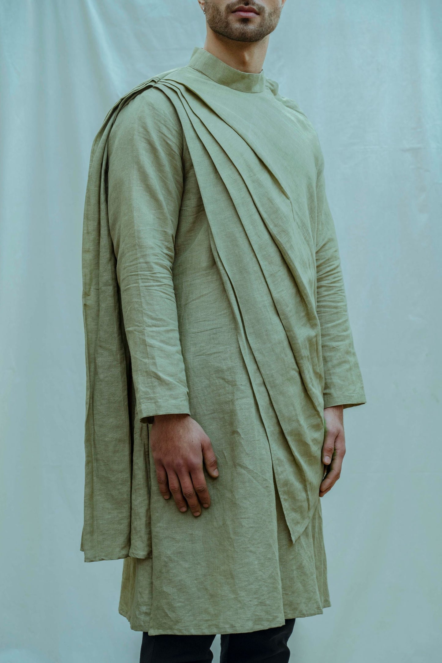 Cotton X Linen Back Pleated Kurta-2