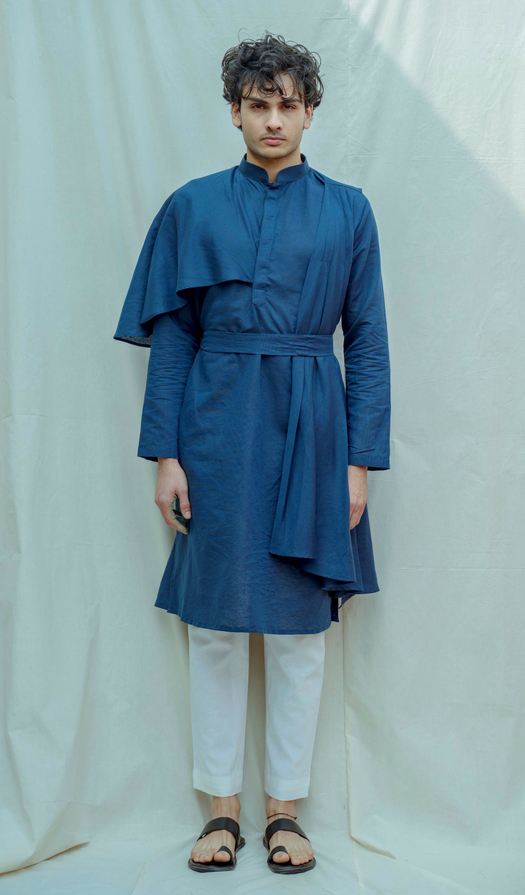 Cotton X Linen Cape Style Kurta-0