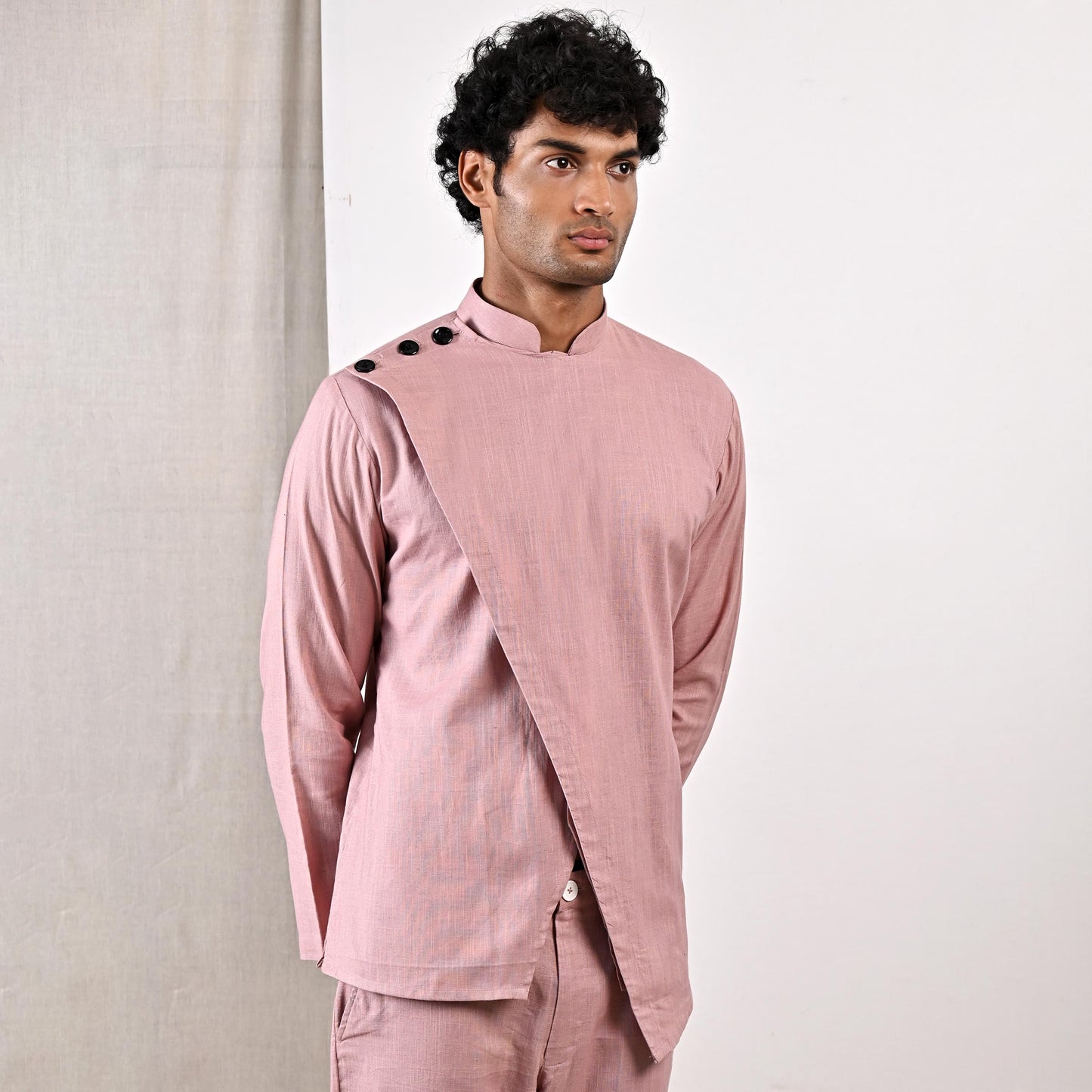 Averitt - Mauve Asymmetrical Shirt Kurta with Pant Set-2