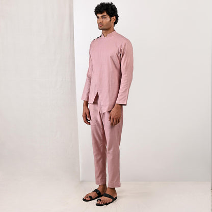 Averitt - Mauve Asymmetrical Shirt Kurta with Pant Set-3