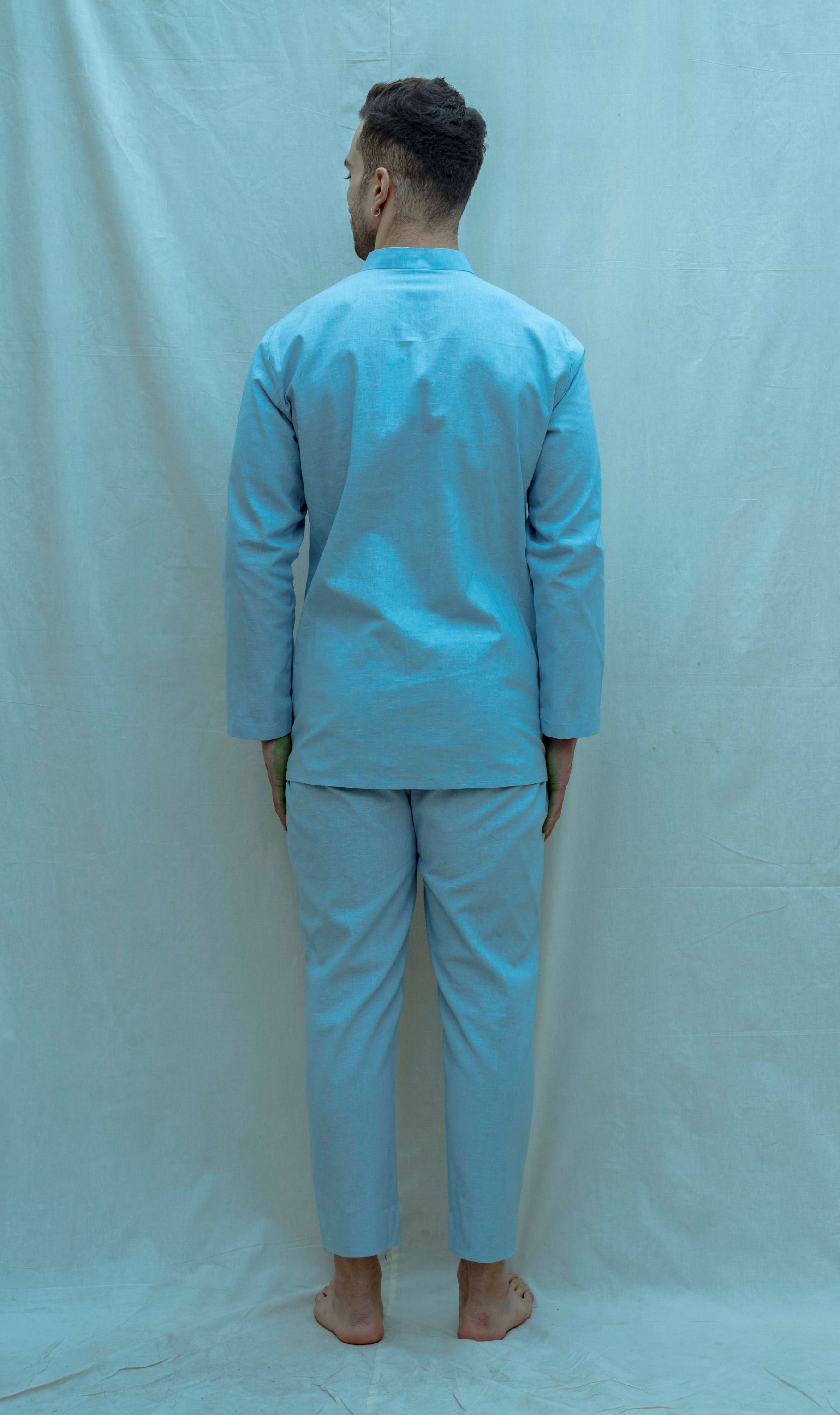 Light Blue Overlapped Pintuck Shirt-1