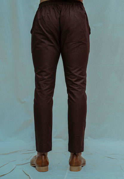 Cotton X Linen Brown Tapered Pant-2