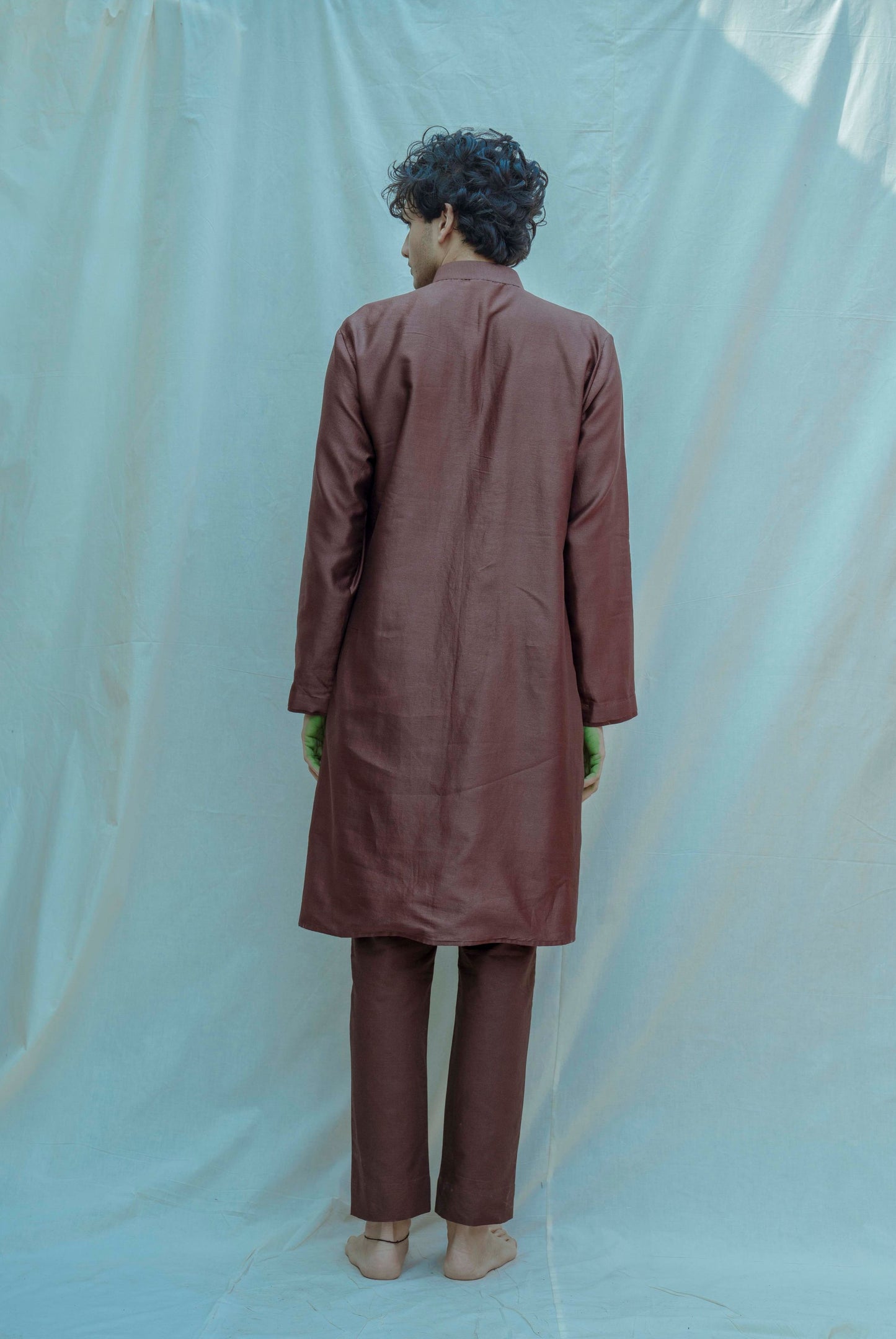 Front Cut Overlapped Kurta In Chanderi Silk-1