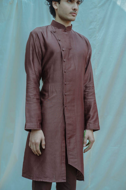 Front Cut Overlapped Kurta In Chanderi Silk-2