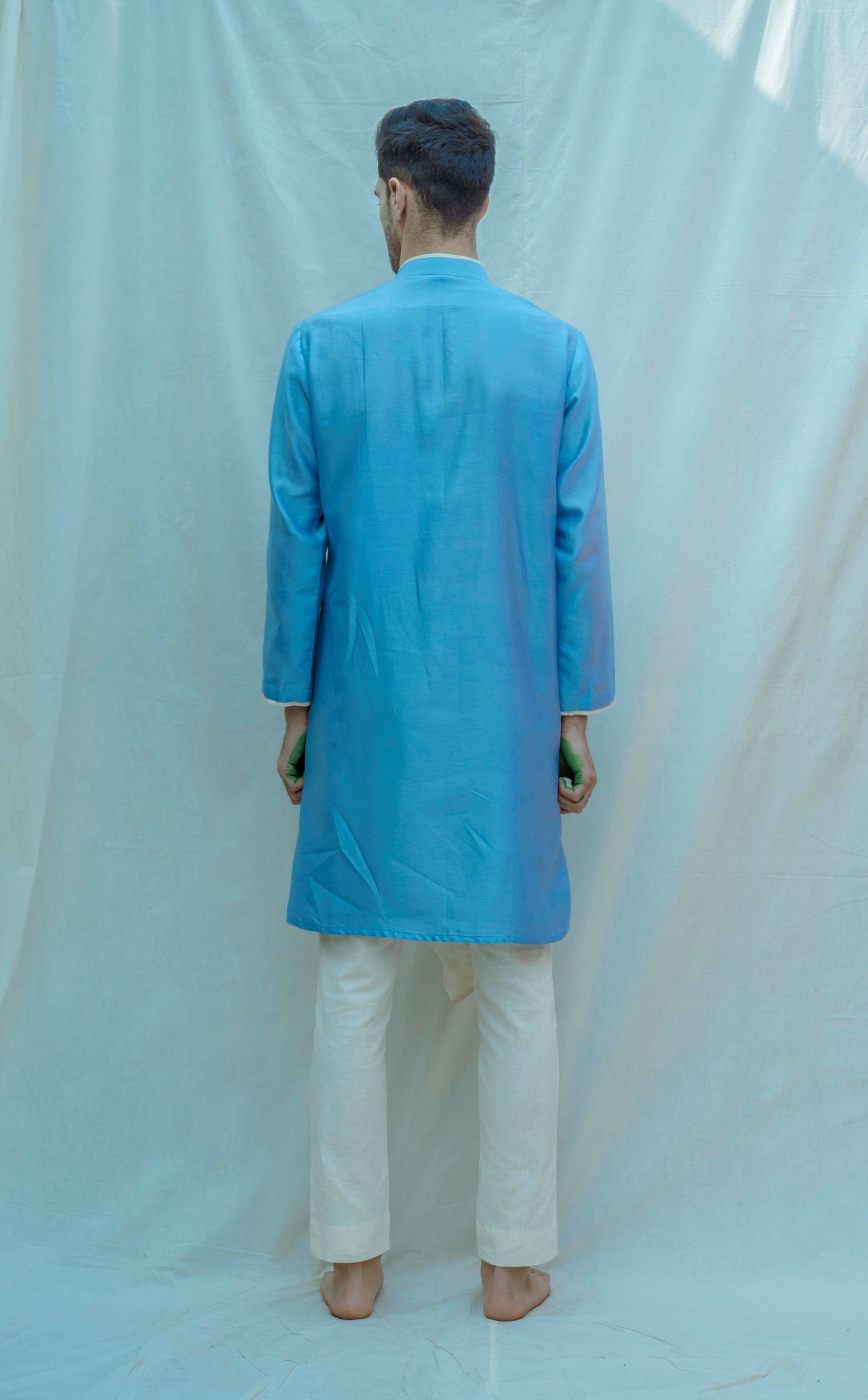 Overlapped Panel Kurta In Chanderi Silk-2