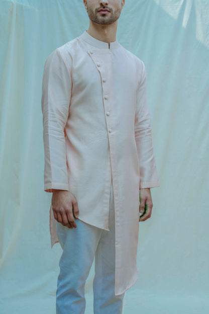 Asymmetrical Hemline Kurta In Chanderi Silk-1