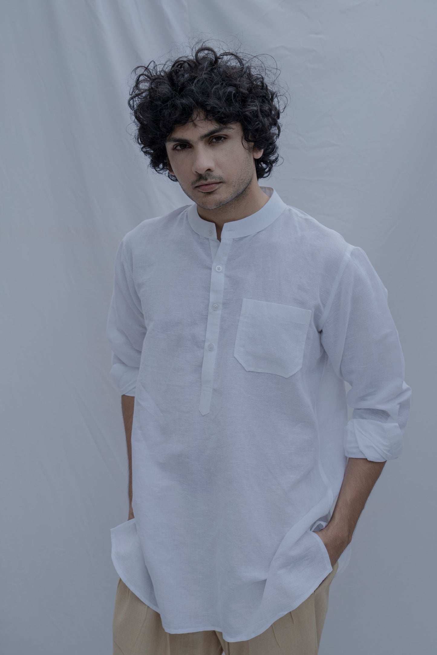 Kos-White Short kurta-0