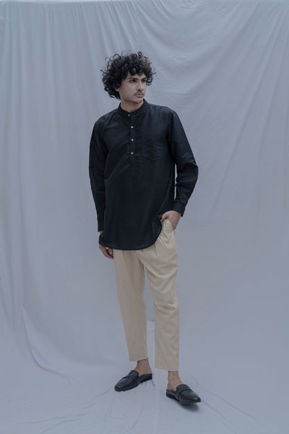 Delos - Black Short Kurta-1