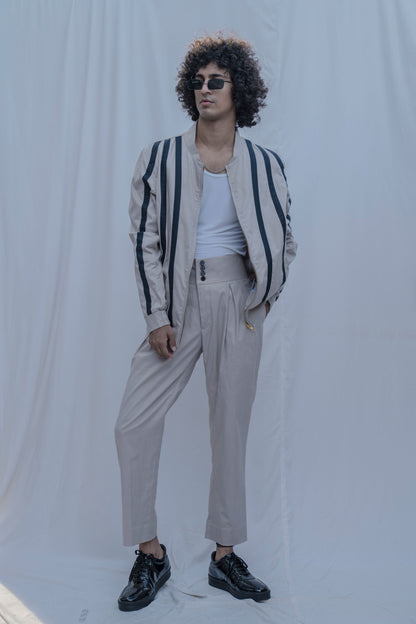 Poughkeepsie - Grey Bomber Jacket Stripes with Pant Set-3