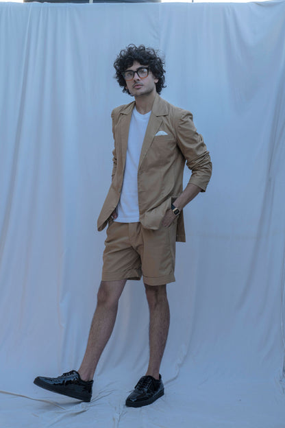 Memphis - Tan Suit With Short Pant Set-1