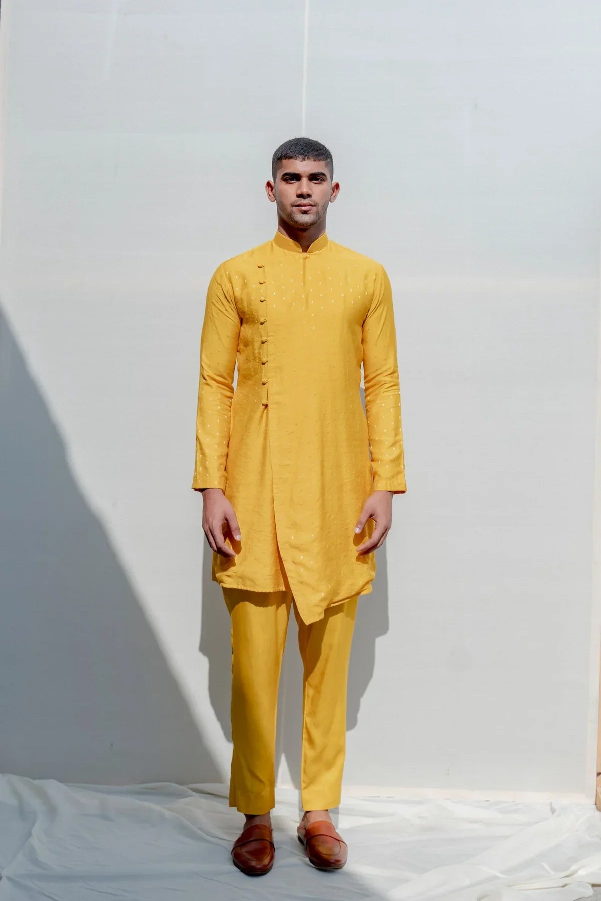 ROVER - MUSTARD ASYMMETRICAL KURTA SET-0