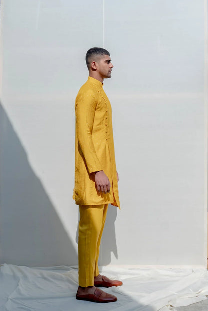 ROVER - MUSTARD ASYMMETRICAL KURTA SET-2