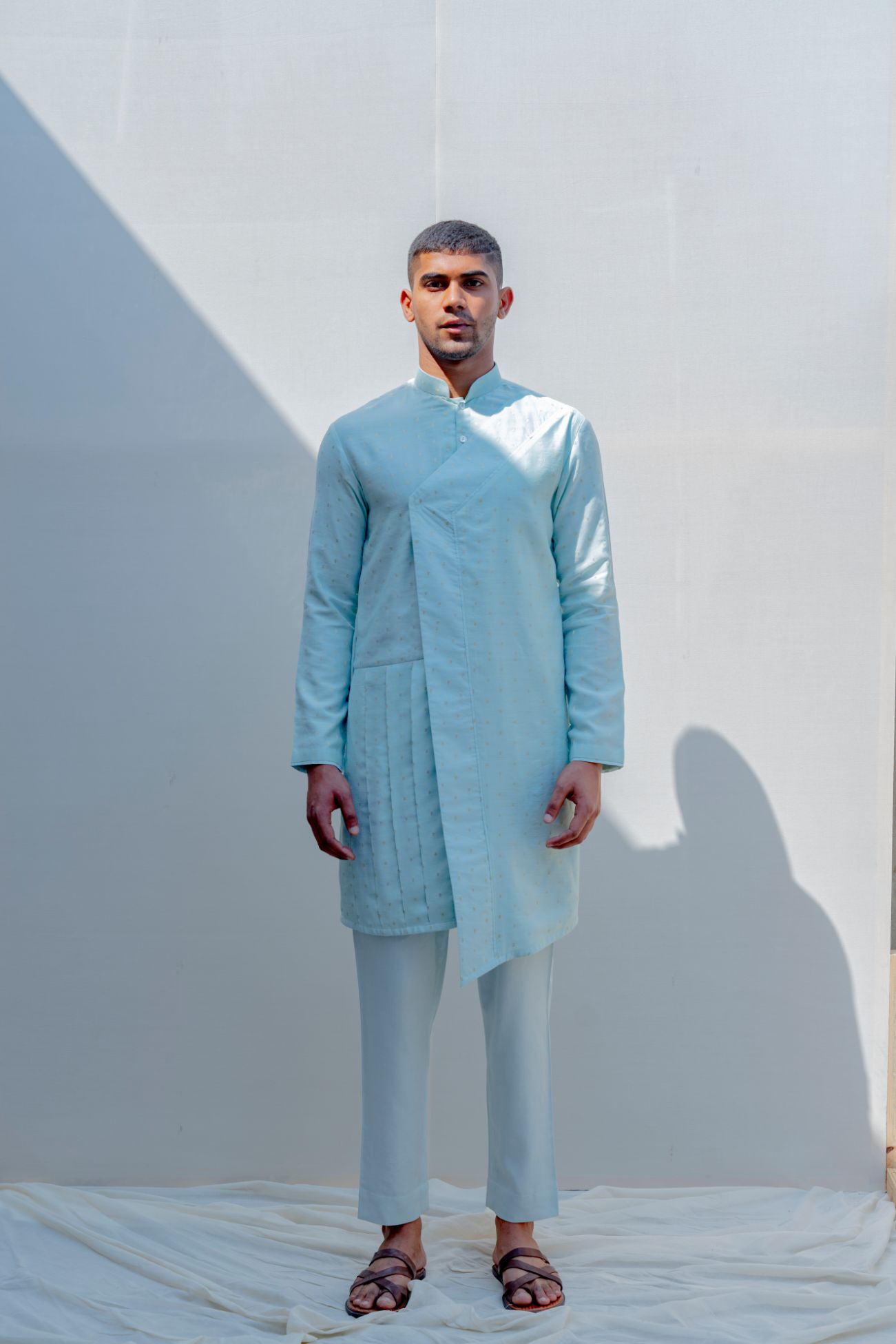 Drifter- Light Blue Asymmetric Kurta Set-0