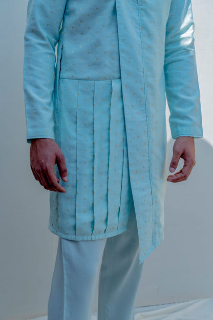 Drifter- Light Blue Asymmetric Kurta Set-4