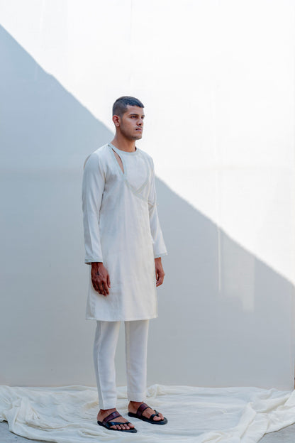 Mirjai - Off-White Embroidered Kurta Set-1