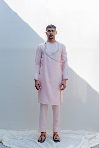 Mirjai- Peach Angrakha Kurta with Pant Set-0