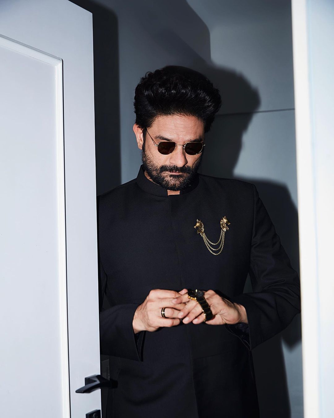 Jaideep Ahlawat in our Majestic- Black Asymmetric Indo-Western Jacket Set-2