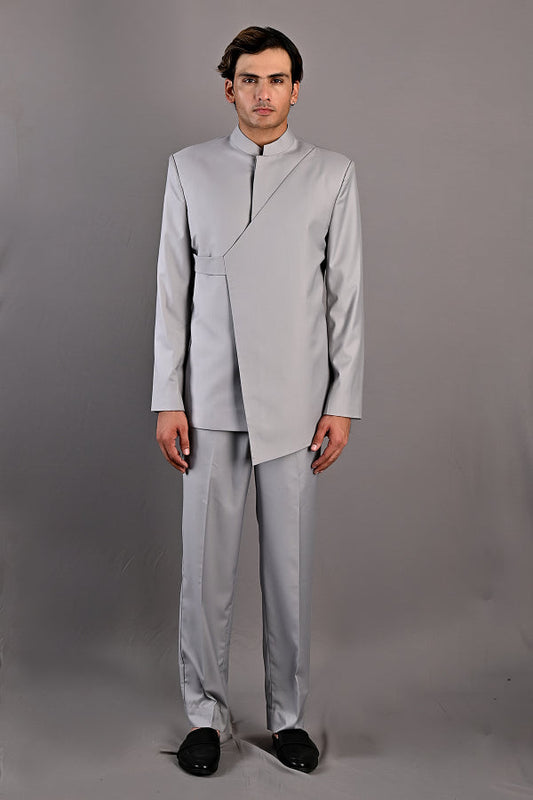 Narcissus - Grey Indo Western Jacket Set-0