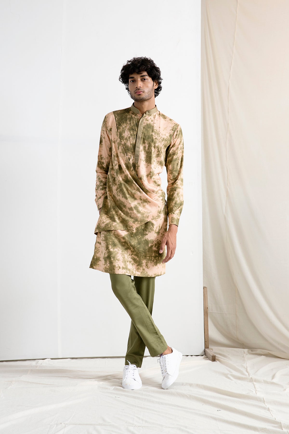 Milos - Tie & Dye Overlapped Pannel Kurta with Pant Set-0