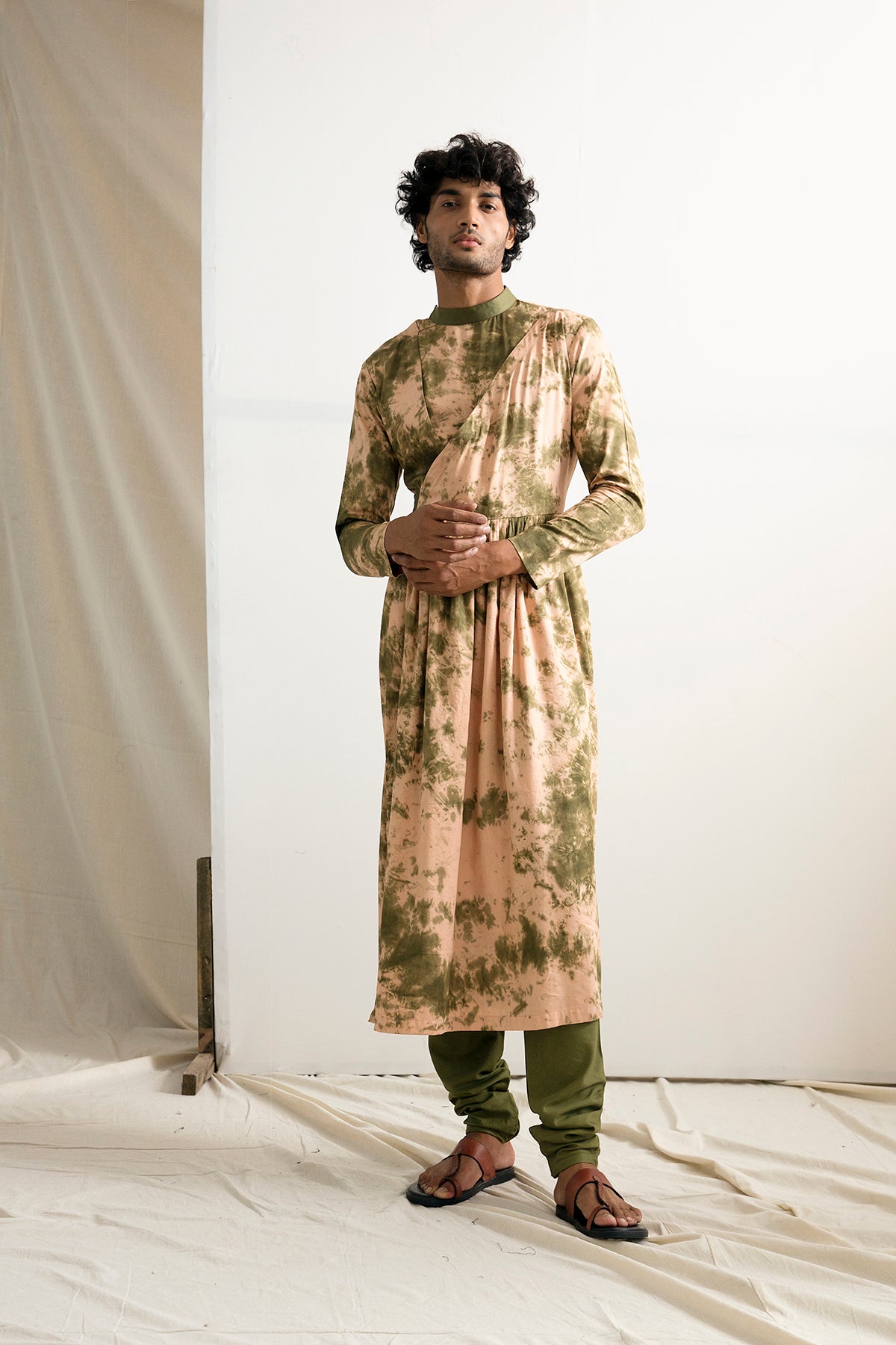 Kama - Tie & Dye Flared Manarkali Kurta Set-0