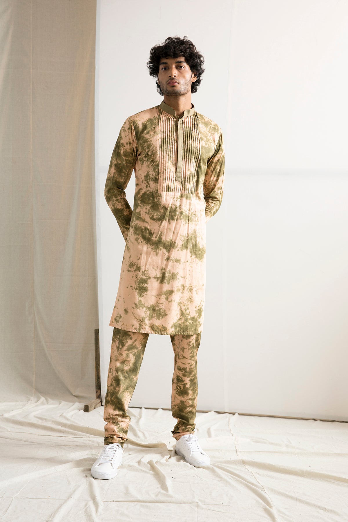 Kale - Tie & Dye Long Kurta with churidar Pant Set-0