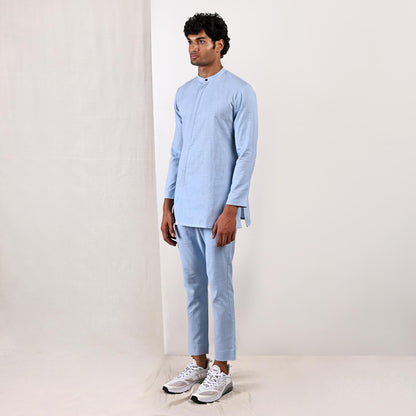 Alwin - Sky Blue Asymmetrical Short Kurta Set-2