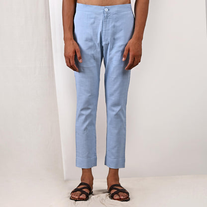 Light Blue Cotton X Linen Pant-0