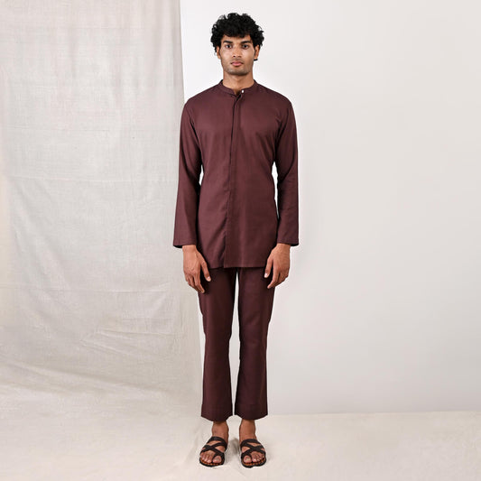 Beckett - Dark Mahogany Short Kurta Set-0