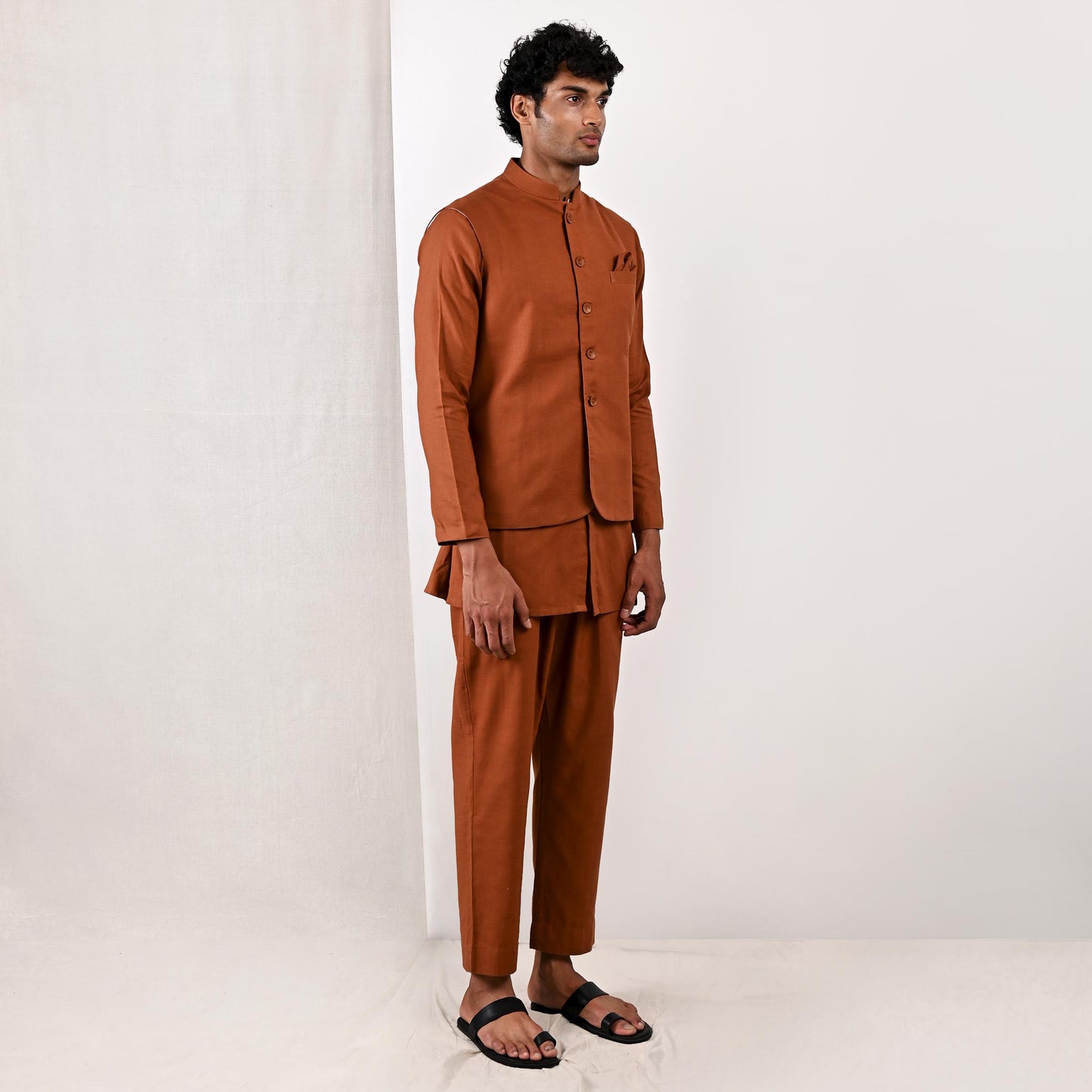 Corbin -  Tan Nehru Jacket with Kurta Set-3