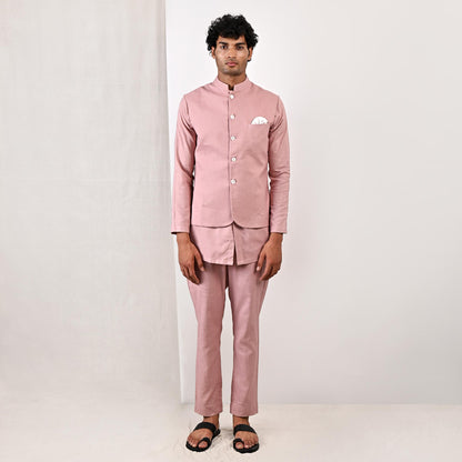 Arnold - Mauve Nehru Jacket with Kurta Set-0