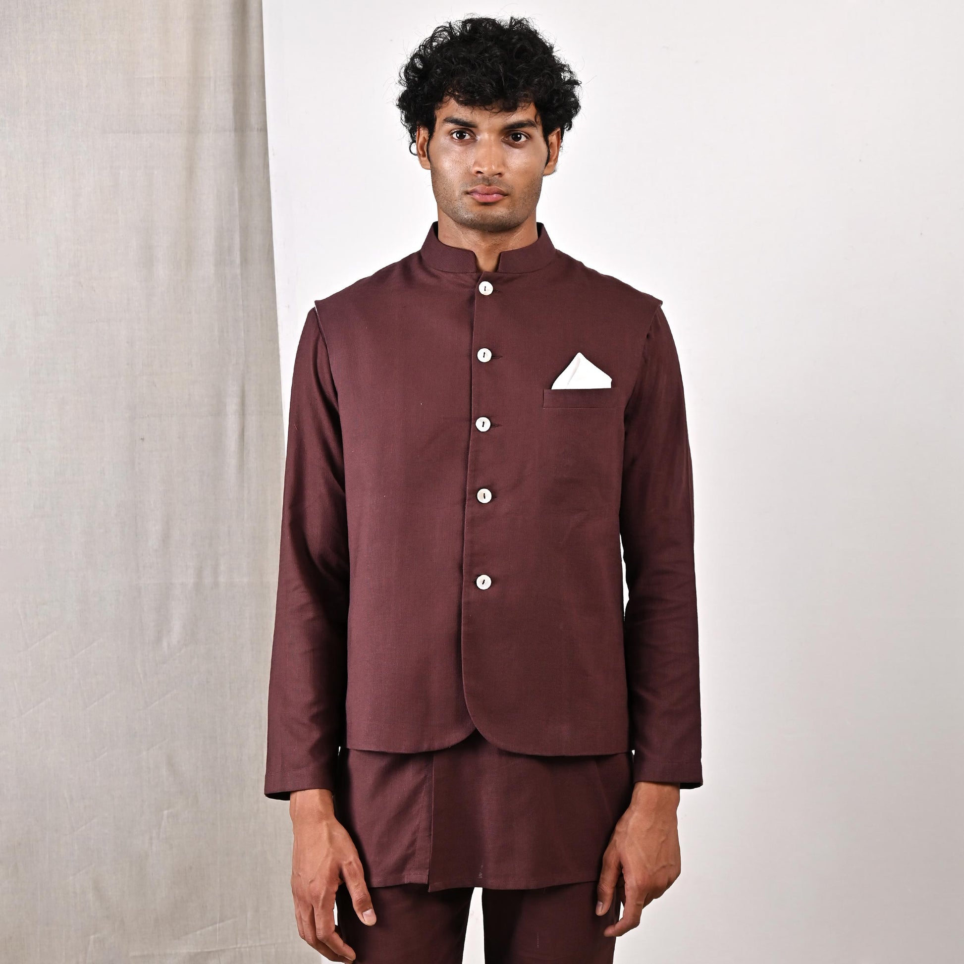 Bleiz Nehru Jacket with Asymmetrical Kurta Set-2