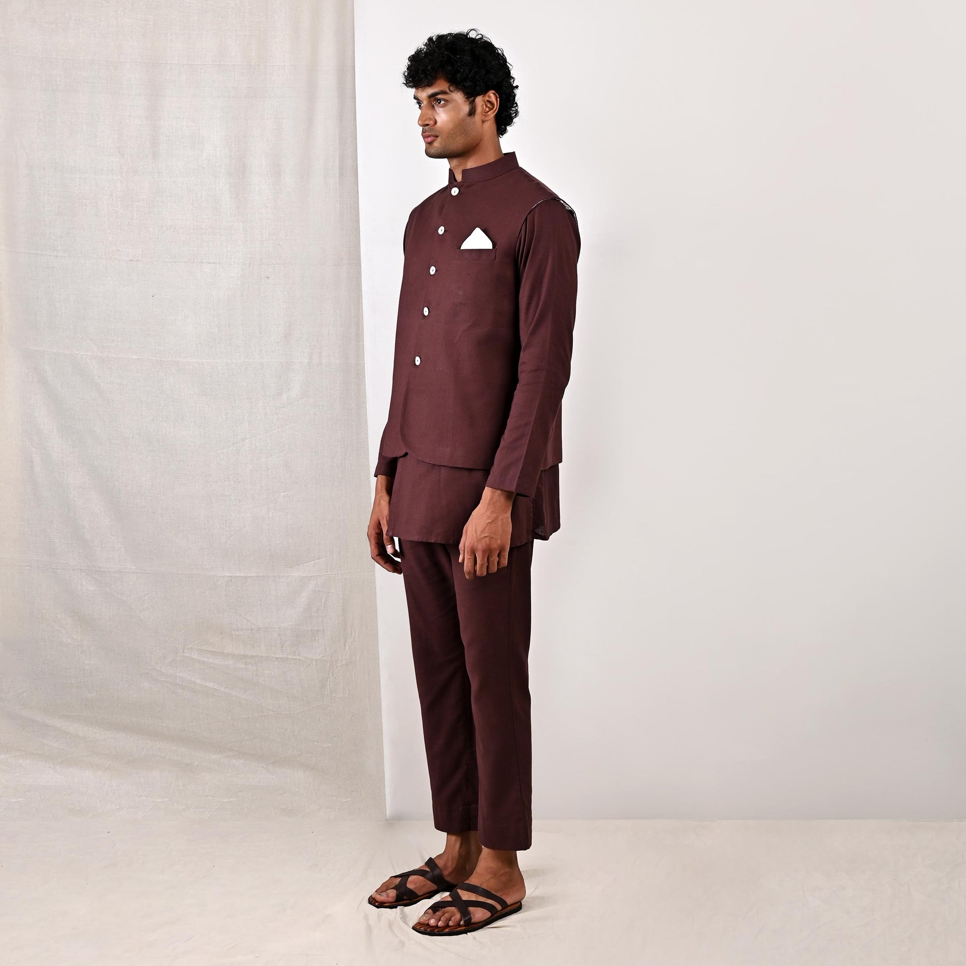 Bleiz Nehru Jacket with Asymmetrical Kurta Set-4