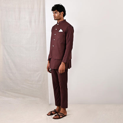 Bleiz Nehru Jacket with Asymmetrical Kurta Set-4